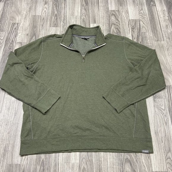 EDDIE BAUER 1/4 Zip Collared Green Pullover Knit Sweater Men's Size XL - Picture 8 of 8